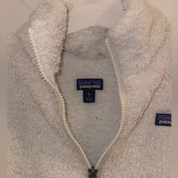 Patagonia Kids Los Gatos Quarter Zip deep pile Fleece Pullover Birch White XL 14 - Picture 7 of 7